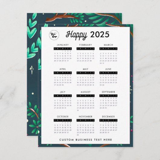 2023 Business Logoカレンダー会社フェスティバル緑 シーズンカード (正面/裏面)