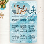 2023 Calendar Coastal Ocean Family Photo マグネット<br><div class="desc">Create your own full year 2023 magnetic photo calendar with a photo with a stylish coastal design in teal aqua blue colors decorated with an anchor illustration. This 4x6 mini magnet calendar is perfect for personal using,  and as a practical gift for your family and friends.</div>