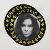 2023 Graduation Partyの写真 |金ゴールドローレルリース 招待状 (正面/裏面)