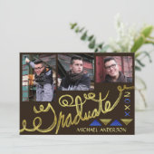 2023 Graduation Party金ゴールドタイポグラフィモダン写真 招待状 (スタンド正面)