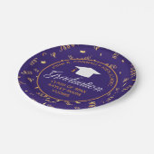 2023 Graduation Purple Gold Custom Streamers Party ペーパープレート (アングル)