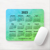 2023 Green Leaf Gray Calendar by Janz Mouse pad マウスパッド (マウス)
