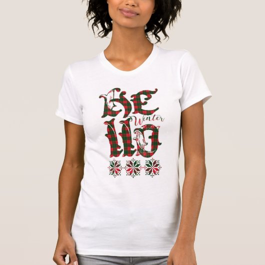 2023 Hello Winter Holiday Scotland Pattern Tシャツ (正面)