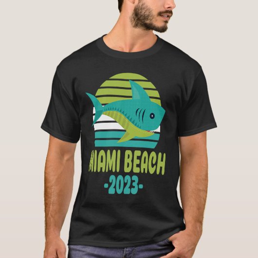 2023 Miami Beach Florida Shark Tシャツ (正面)