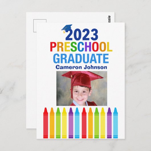 2023 Preschool大学院生PreK子供たち写真卒業 ポストカード (正面/裏面)