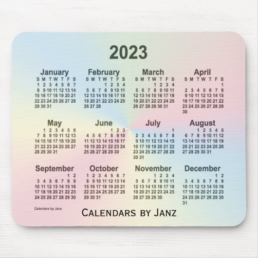 2023 Rainbow Cloud Calendar by Janz マウスパッド (正面)