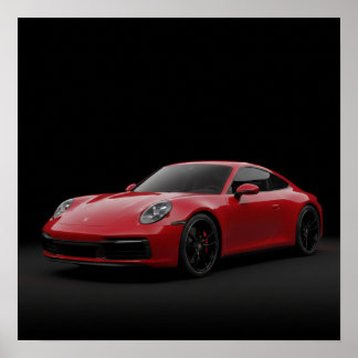 2023 Red Porsche 911 ポスター