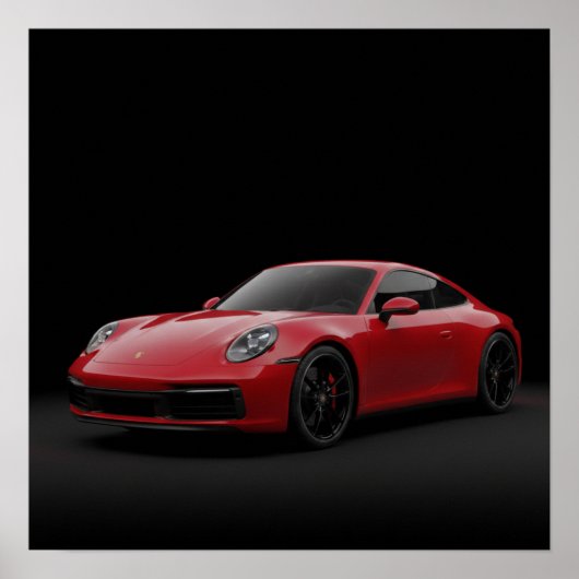 2023 Red Porsche 911 ポスター (正面)