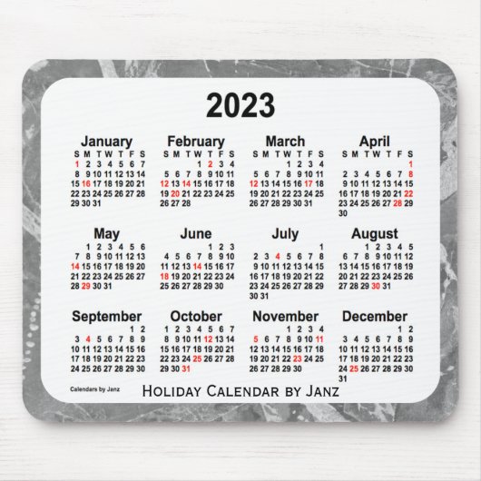 2023 Silver Holiday Art Calendar by Janz Mouse pad マウスパッド (正面)