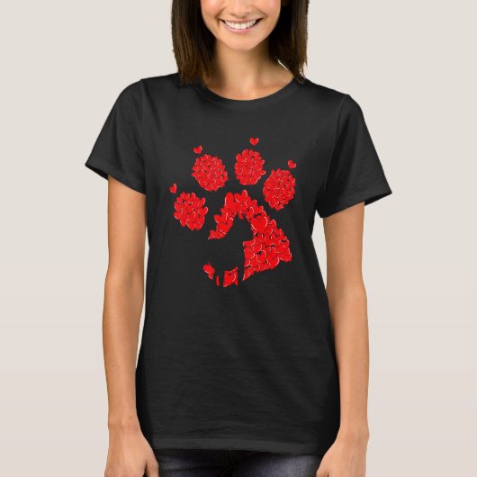 2023 Valentines Day Pit Bull Dog Puppy Paw Print H Tシャツ (正面)