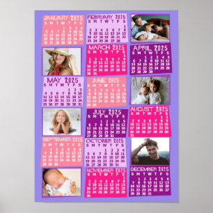 2023 Year Monthly Calendar Photo Collage Cute Mod ポスター