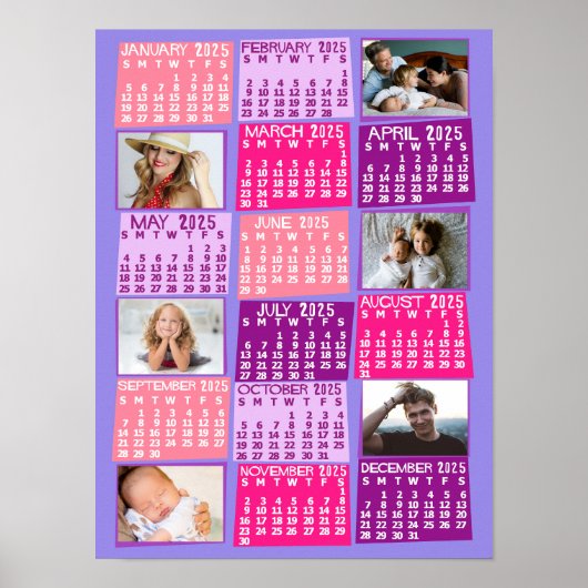 2023 Year Monthly Calendar Photo Collage Cute Mod ポスター (正面)