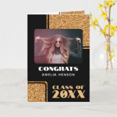 2024おめでとう院生金ゴールドグリッター2枚 カード (黄色い花)