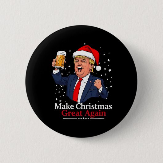 2024おもしろい年のクリスマスを作るトランプ飲みビール 缶バッジ (正面)