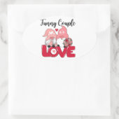 2024おもしろい年のバレンタインデーにかわいいカップル 楕円形シール (バッグ)