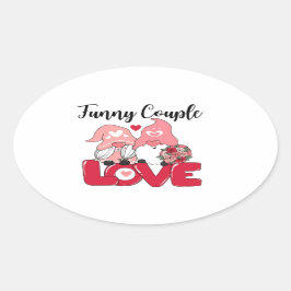 2024おもしろい年のバレンタインデーにかわいいカップル 楕円形シール