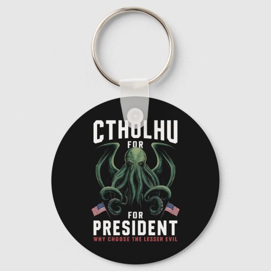2024おもしろい年の大統領のためのCthulhu選挙 キーホルダー (正面)
