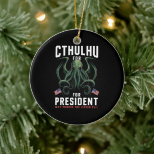 2024おもしろい年の大統領のためのCthulhu選挙 セラミックオーナメント