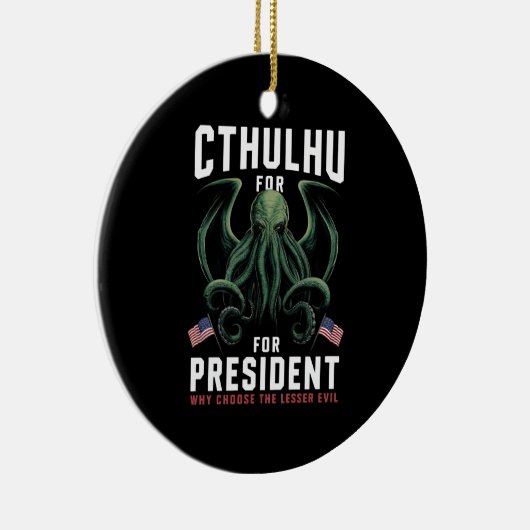 2024おもしろい年の大統領のためのCthulhu選挙 セラミックオーナメント (右)