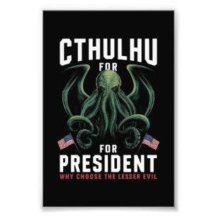 2024おもしろい年の大統領のためのCthulhu選挙 フォトプリント