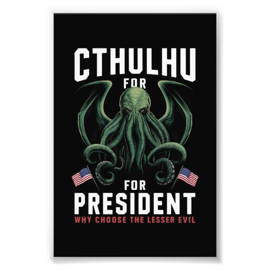 2024おもしろい年の大統領のためのCthulhu選挙 フォトプリント (正面)