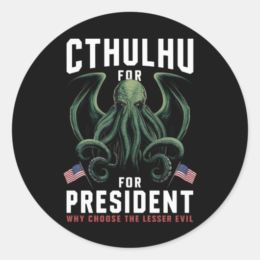 2024おもしろい年の大統領のためのCthulhu選挙 ラウンドシール (正面)