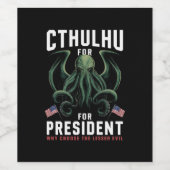 2024おもしろい年の大統領のためのCthulhu選挙 ワインラベル (シングルラベル)