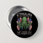2024おもしろい年の大統領のためのCthulhu選挙 缶バッジ (正面&裏面)