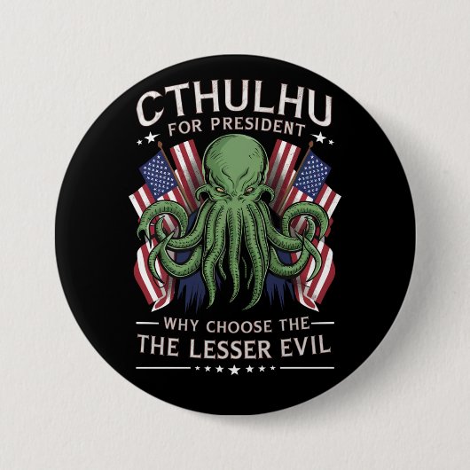 2024おもしろい年の大統領のためのCthulhu選挙 缶バッジ (正面)