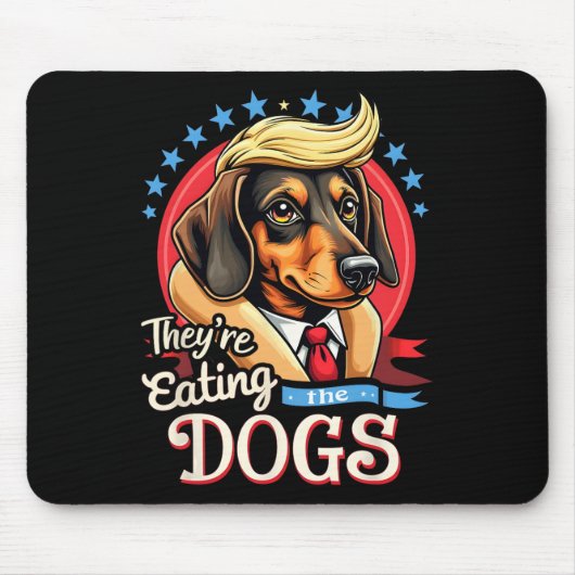 2024おもしろい年レトロ彼ら食べは犬だ マウスパッド (正面)