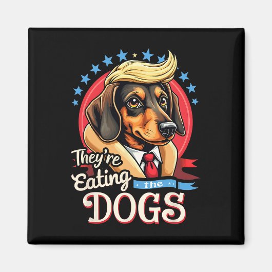 2024おもしろい年レトロ彼ら食べは犬だ マグネット (正面)