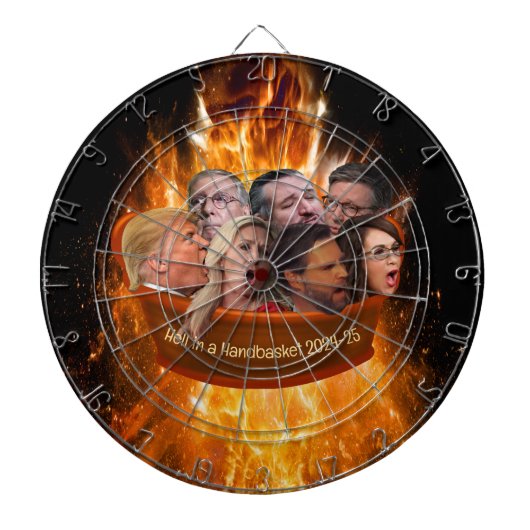 2024おもしろい-25ハンドバスケットのMAGA共和党の地獄 ダーツボード (正面)