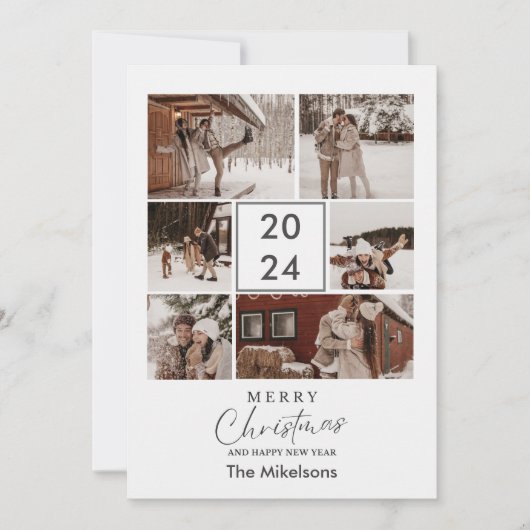 2024かわいいミニマルなクリスマスフォトカレンダー シーズンカード (正面)