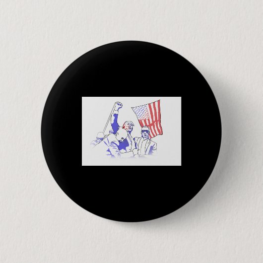 2024でトランプが撃たれた 缶バッジ (正面)