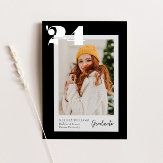 2024はっきりした年クラス4枚の写真の卒業 招待状