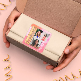 2024はっきりした年金ゴールドピンクオレンジ数々の写真卒業 スクエアシール