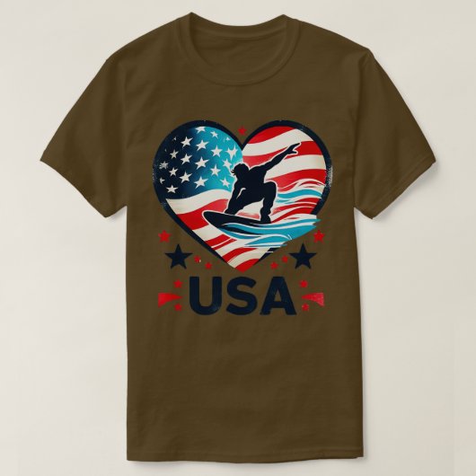 2024アメリカ国旗サーファーグラフィックサーフボードVi Tシャツ (デザイン正面)