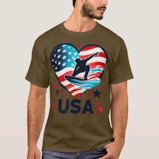 2024アメリカ国旗サーファーグラフィックサーフボードVi Tシャツ