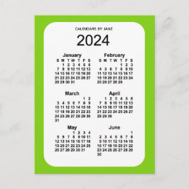 2024イエローグリーン6ヶ月ミニカレンダーby Janz ポストカード