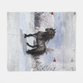 2024ウィンターホリデーフリーシアホース フリースブランケット (正面(横))