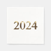 2024エレガント年フェイクのゴールデンナンバーズHappy New Year スタンダードカクテルナプキン (正面)