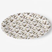 2024エレガント年フェイクのゴールデンナンバーズHappy New Year ペーパープレート (アングル)