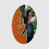 2024オレンジと金ゴールドの卒業写真 オーナメント (正面)