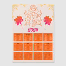 2024オレンジカレンダー – Lord Ganpati Magnetic Card