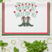 2024カウボーイクリスマスツリーゲスト キッチンタオル (折り畳み)