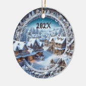 2024カスタム年の美しい古いヴィンテージクリスマスタウン セラミックオーナメント (左)