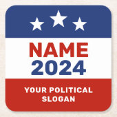 2024カスタム年コースター選挙運動 スクエアペーパーコースター (正面)