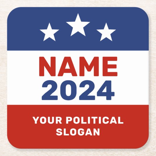 2024カスタム年コースター選挙運動 スクエアペーパーコースター (正面)