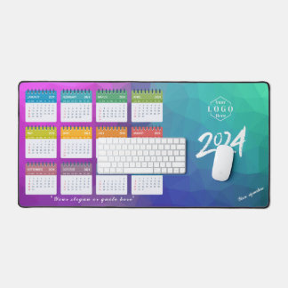 2024カスタム年ロゴビジネスと会社カレンダー デスクマット