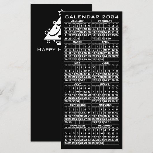 2024カレンダホリデイズラックカードブラックツリー (正面/裏面)